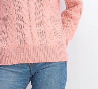 Crave Fame Juniors' Turtleneck Cable Knit Sweater Pink Size Small