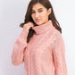 Crave Fame Juniors' Turtleneck Cable Knit Sweater Pink Size Extra Large