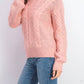 Crave Fame Juniors' Turtleneck Cable Knit Sweater Pink Size Extra Large