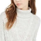 Crave Fame Juniors' Turtleneck Cable Knit Sweater Silver Size Large