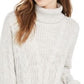 Crave Fame Juniors' Turtleneck Cable Knit Sweater white Size Medium