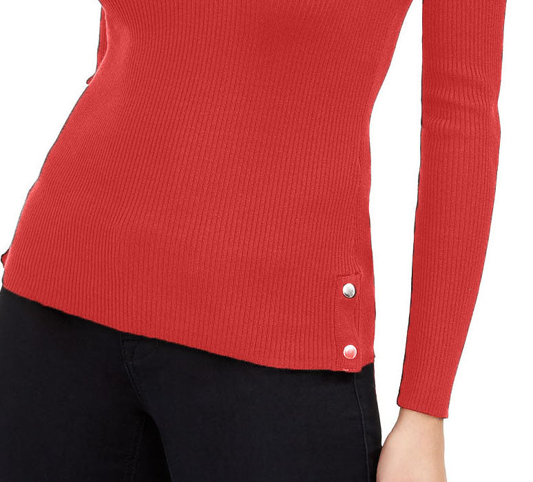 Almost Famous Women's Juniors' Snap-Detail Ribbed Top Dark Brown Size Large