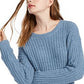 Crave Fame Juniors' Ribbed Cropped Sweater Blue Size Medium