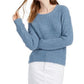 Crave Fame Juniors' Ribbed Cropped Sweater Blue Size Extra Large