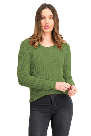 Crave Fame Juniors' Ribbed Cropped Sweater Green Size Medium