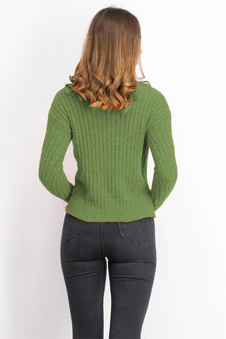 Crave Fame Juniors' Ribbed Cropped Sweater Green Size Medium