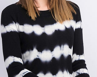 Crave Fame Juniors' Tie-Dyed Crew-Neck Sweater Black Size X-Small
