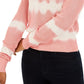 Crave Fame Juniors' Tie-Dyed Crew-Neck Sweater Pink Size Extra Large