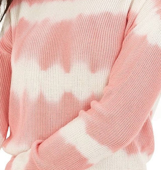 Crave Fame Juniors' Women's Tie-Dyed Crew-Neck Sweater Pink Size X-Small
