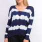 Crave Fame Juniors' Tie-Dyed Pullover Sweater Navy Combo Size Large