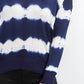 Crave Fame Juniors' Tie-Dyed Pullover Sweater Navy Combo Size Large