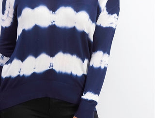 Crave Fame Juniors' Tie-Dyed Pullover Sweater Navy Combo Size Large