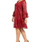 Robbie Bee Women's Plus Size Bell-Sleeve Lace Dress Medium Red Size 2X