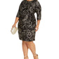 Robbie Bee Women's Plus Size Foil-Print Side-Knot Dress Black Size Extra Large