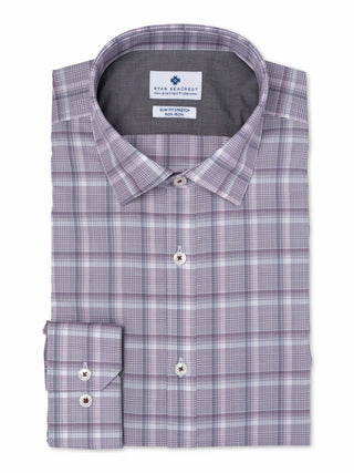 Ryan Seacrest Distinction Men's Plaid Dress Shirt Purple Size 17x32-33