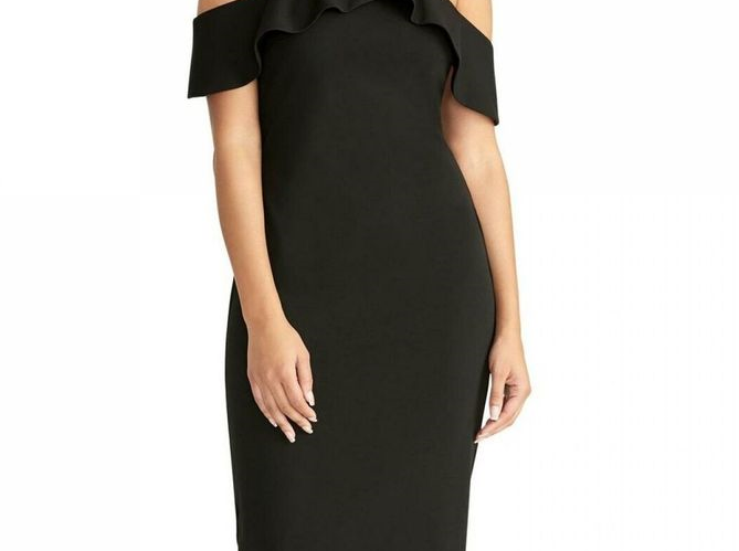Rachel Rachel Roy Women's Cold Shoulder Ruffle Halter Dress Black Size XX Large
