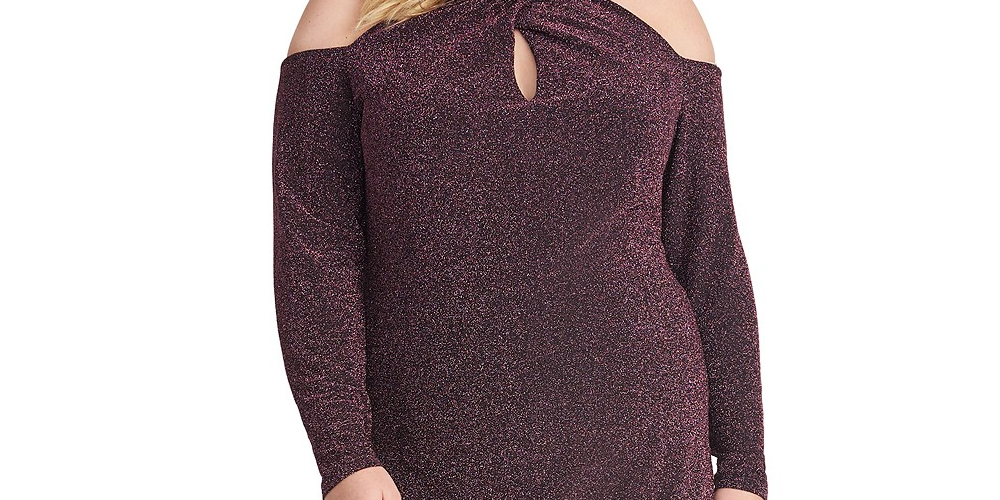 Rachel Rachel Roy Women's Trendy Plus Size Sparkle-Knit Halter Dress Purple Size 14