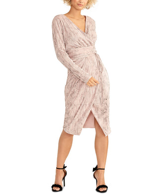 Rachel Roy Women's Silvia Pleated Faux-Wrap Dress Pink Size Medium