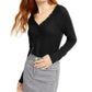 Ultra Flirt Juniors' Cozy Waffle-Knit Henley Top Black Size Small