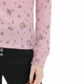 Ultra Flirt Juniors' Floral Print Waffle Texture Henley Top Pink Size Small