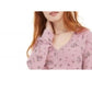 Ultra Flirt Juniors' Floral Print Waffle Texture Henley Top Pink Size Extra Large