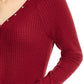 Ultra Flirt Juniors' Cozy Waffle-Knit Henley Top Red Size X-Small