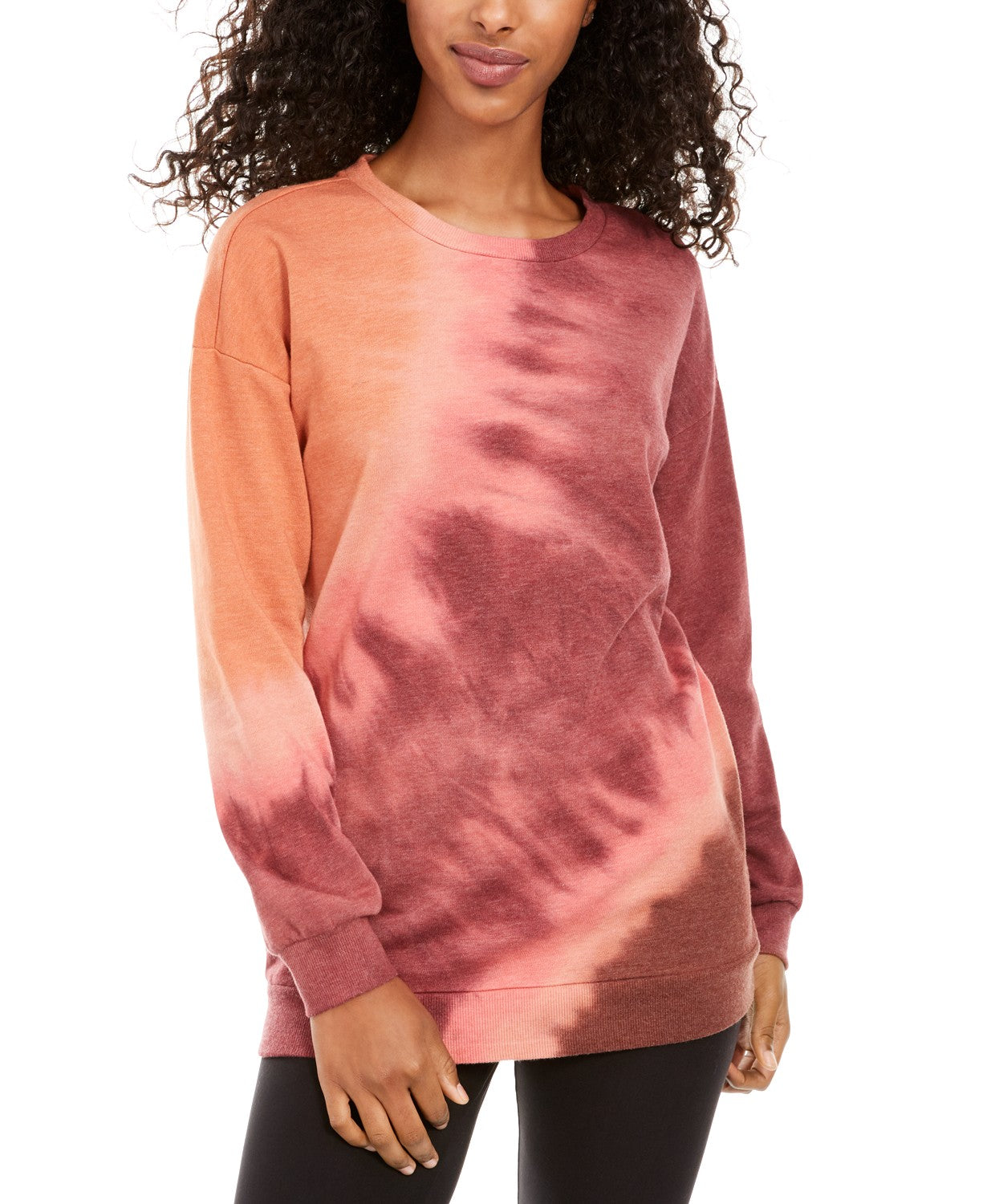 Ultra Flirt Juniors' Tie-Dye Tunic Sweatshirt Red Size Extra Small