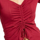 Ultra Flirt Juniors Women's Cinched-Front Cropped Top Dark Red Size Extra Large
