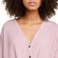 Ultra Flirt Juniors' Women's Cozy Ribbed Tie-Front Top Purple Size Large