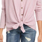 Ultra Flirt Juniors' Women's Cozy Ribbed Tie-Front Top Purple Size Large