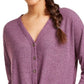 Ultra Flirt Juniors' Cozy Ribbed Tie-Front Top Purple Size Medium