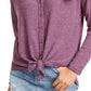 Ultra Flirt Juniors' Cozy Ribbed Tie-Front Top Purple Size Medium