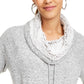 Ultra Flirt Juniors' Sherpa Lined Funnel Neck Sweatshirt Gray Size Small