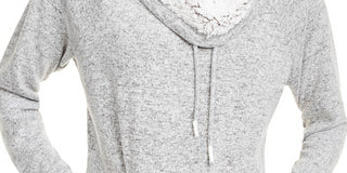 Ultra Flirt Juniors' Sherpa Lined Funnel Neck Sweatshirt Gray Size X-Large