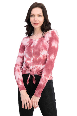 Ultra Flirt Juniors Tie-Dye Thermal Top Pink Size Extra Large