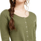 Ultra Flirt Women's Juniors' Tie-Hem Thermal Top Green Size Small