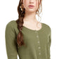 Ultra Flirt Juniors' Tie-Hem Thermal Top Green Size Extra Large