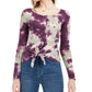 Ultra Flirt Juniors' Tie-Dye Thermal Top Purple Size Medium