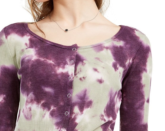 Ultra Flirt Juniors' Tie-Dye Thermal Top Purple Size Medium