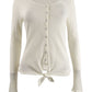 Ultra Flirt Juniors' Tie-Hem Thermal Top White Size Small