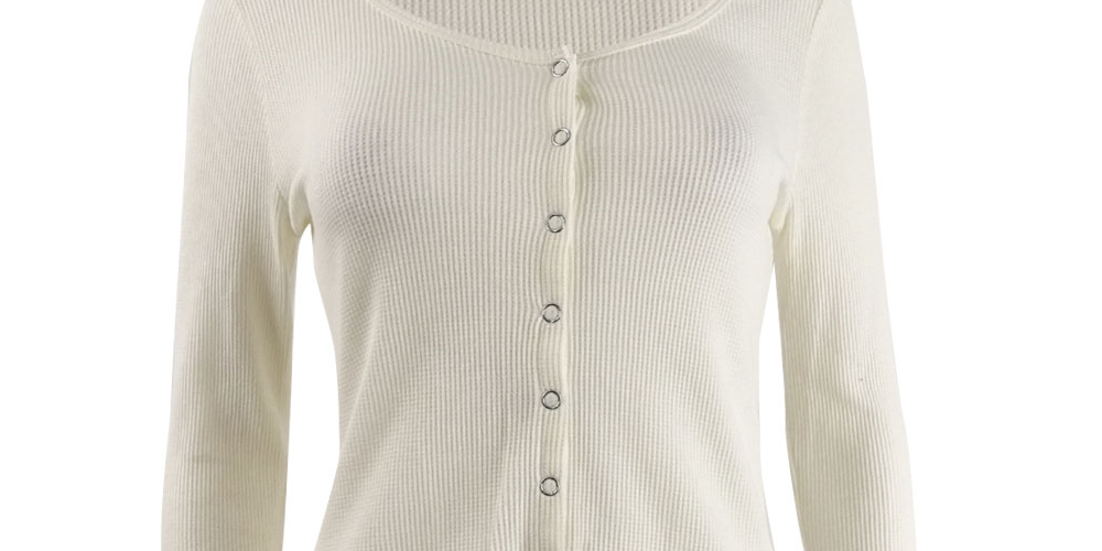 Ultra Flirt Juniors' Tie-Hem Thermal Top White Size Small