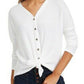Ultra Flirt Juniors' Tie-Hem Thermal Top White Size Extra Small