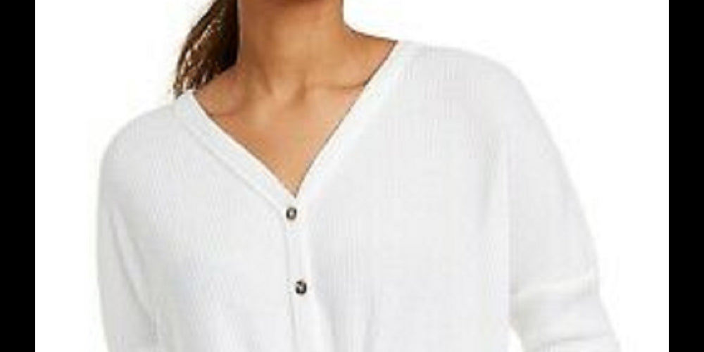 Ultra Flirt Juniors' Tie-Hem Thermal Top White Size Extra Small