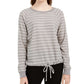 Ultra Flirt Juniors' Striped Drawstring-Hem Top Med Gray Size Medium