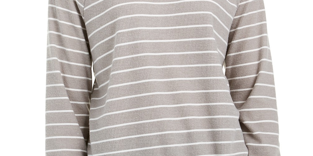Ultra Flirt Juniors' Striped Drawstring-Hem Top Med Gray Size Medium