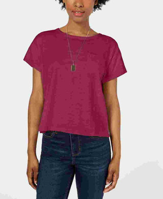 Ultra Flirt Women's By Ikeddi Juniors' Boxy Pocket T-Shirt Red Size Small