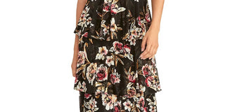 Rachel Rachel Roy Women's Valia Printed Tiered Dress Black Size Medium