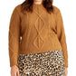 Rachel Roy Women's Trendy Plus Size Adrina Mixed-Cable Sweater Brown Size 2X
