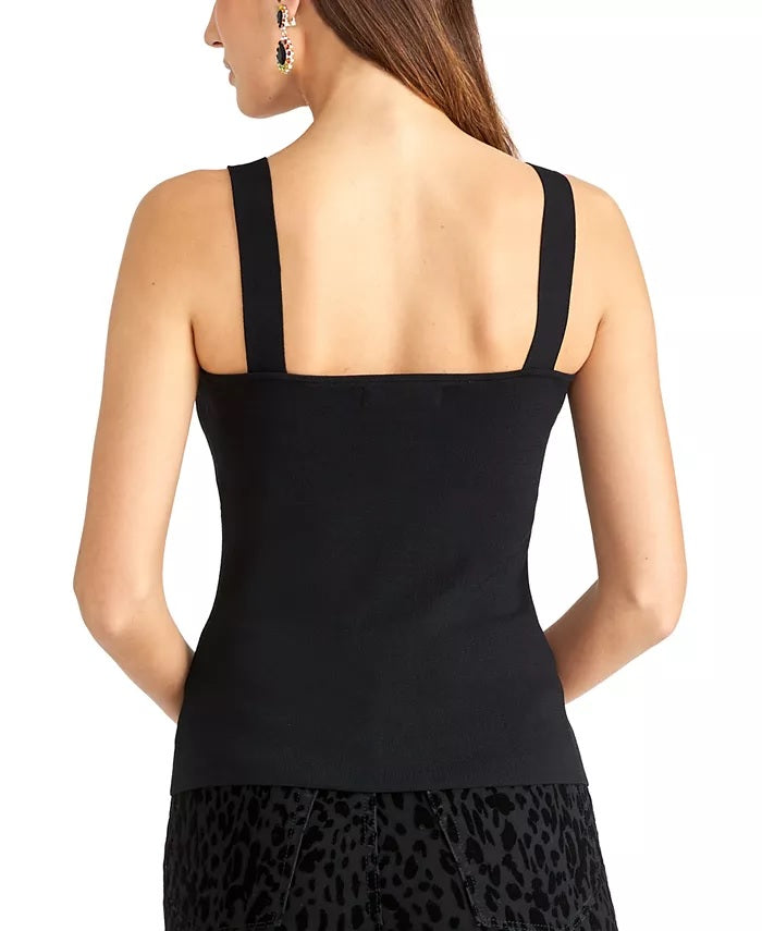 Rachel Roy Women's Square Neck Tank Top Black Size Small