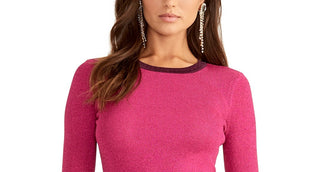 Rachel Rachel Roy Women's Metallic Ringer Pullover Sweater Pink Size Medium